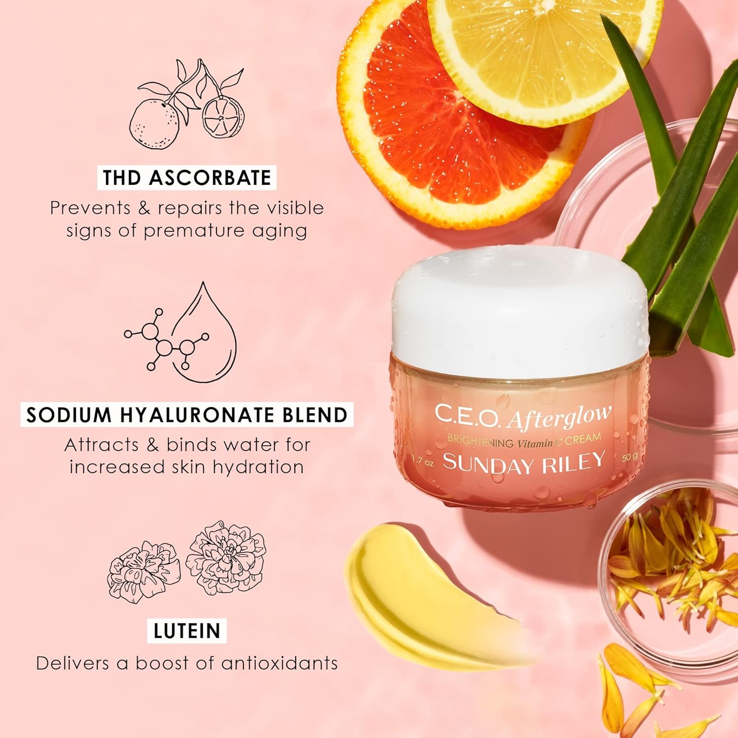 Sunday Riley C.E.O. Afterglow Brightening Vitamin C Cream Face Moisturizer(1.7 Fl Oz (Pack of 1)) - view 4