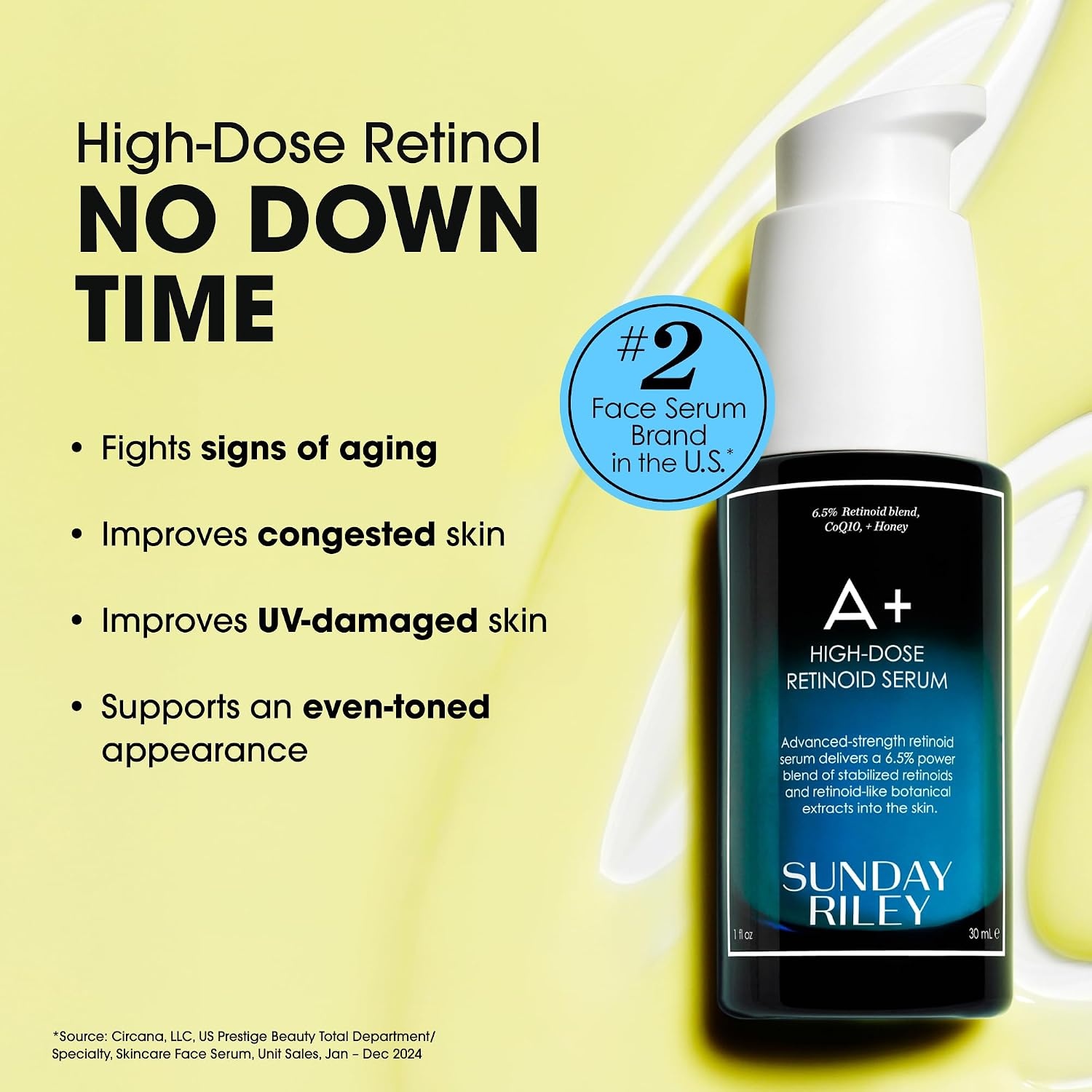 Sunday Riley A+ High-Dose Anti Aging Retinol Serum(1 Fl Oz (Pack of 1))