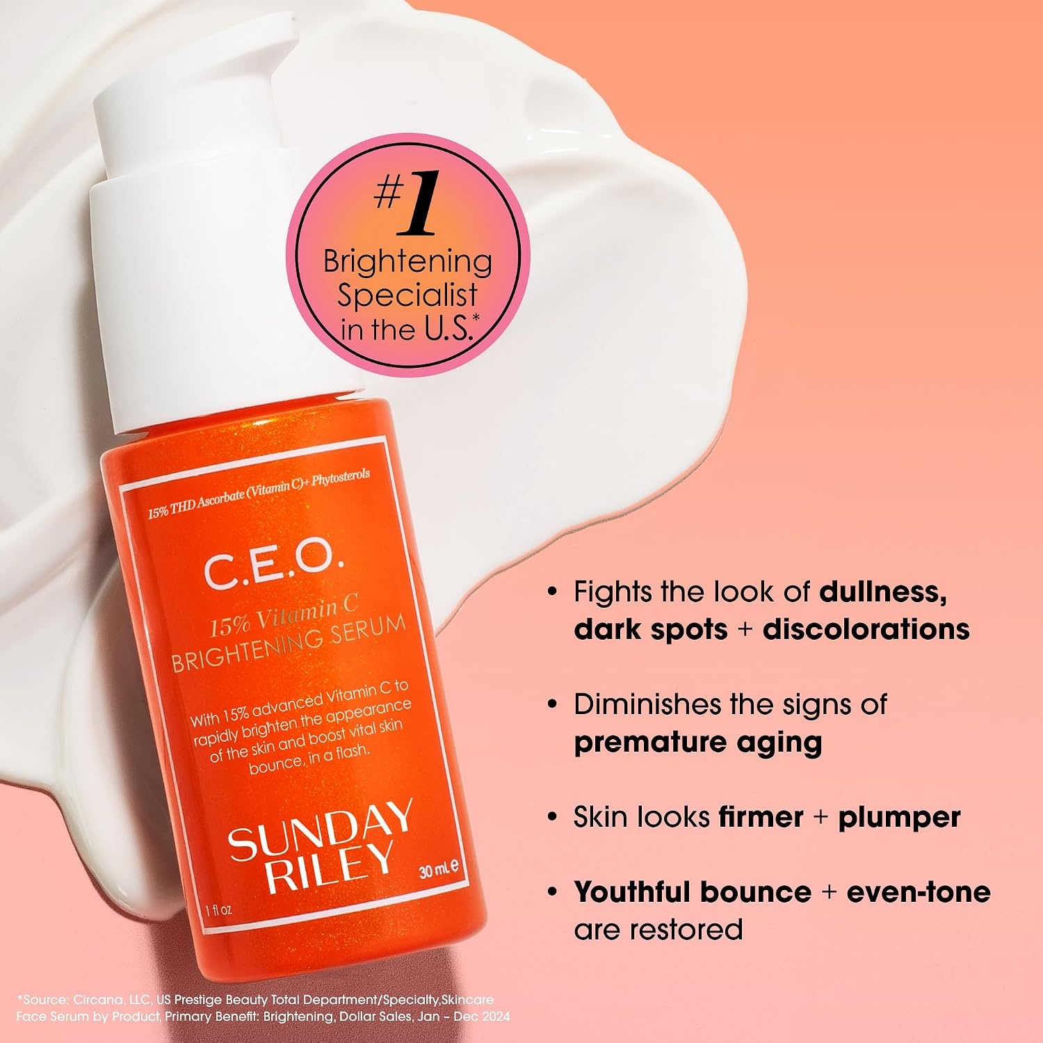 Sunday Riley C.E.O. 15% Vitamin C Brightening Serum(1 Fl Oz (Pack of 1))