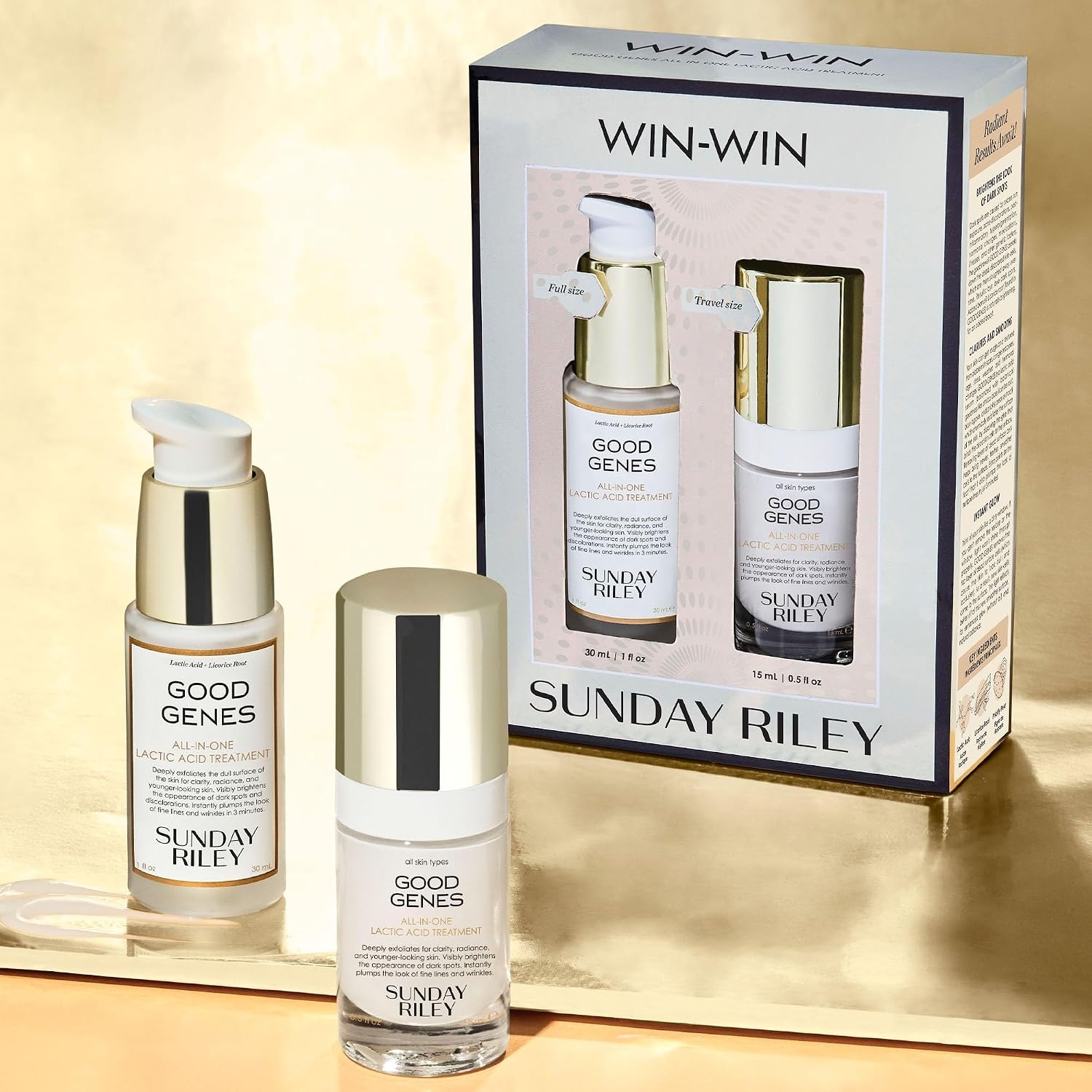 Sunday Riley Good Genes All-in-One Lactic Acid Treatment Face Serum(2 Piece Set 1 Fl Oz & 0.5 Fl Oz)