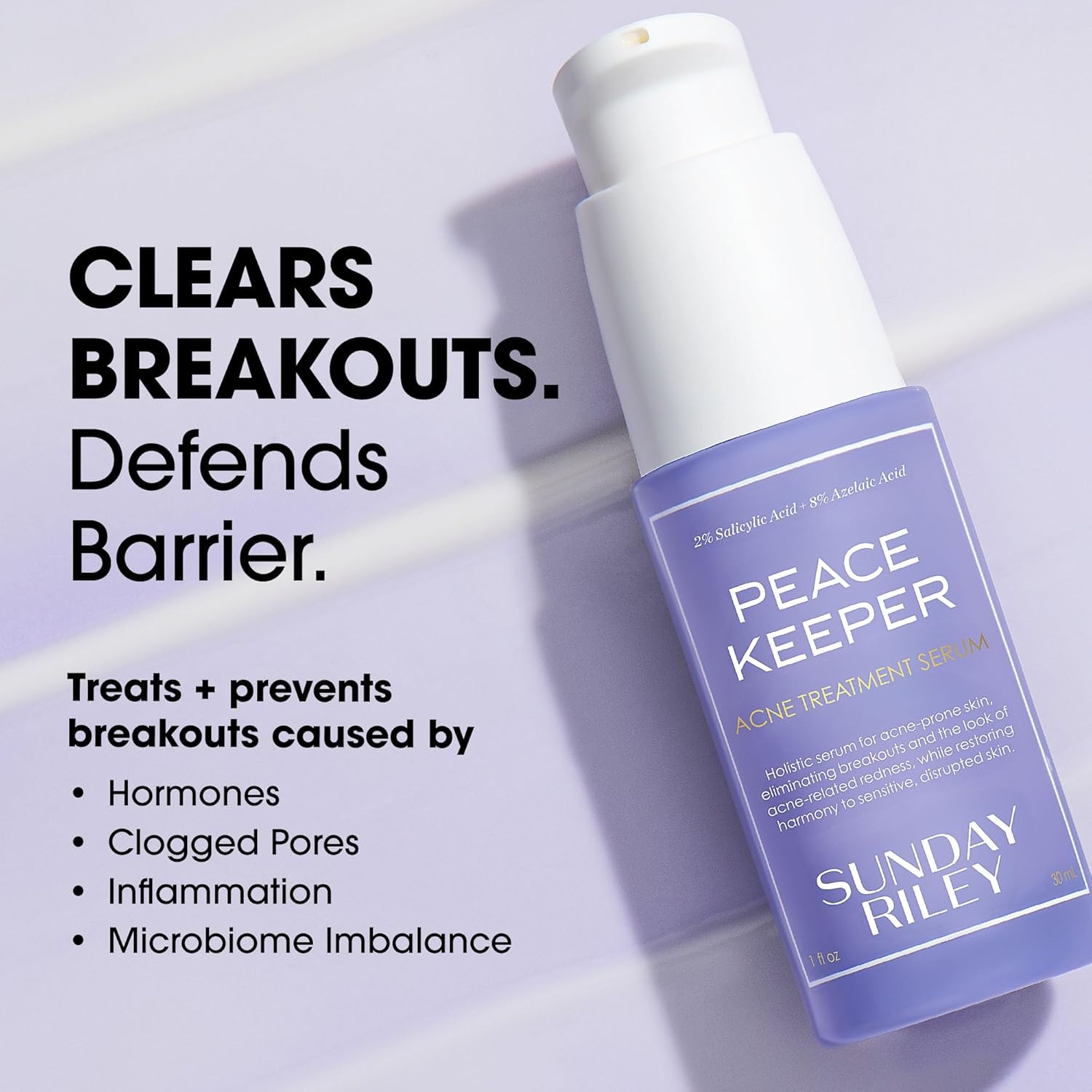 Sunday Riley Peacekeeper Azaleic and Salicylic Acid Acne Treatment Serum(Off White)