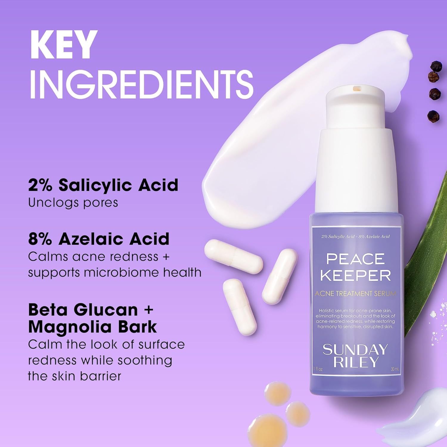 Sunday Riley Peacekeeper Azaleic and Salicylic Acid Acne Treatment Serum(Off White) - view 4
