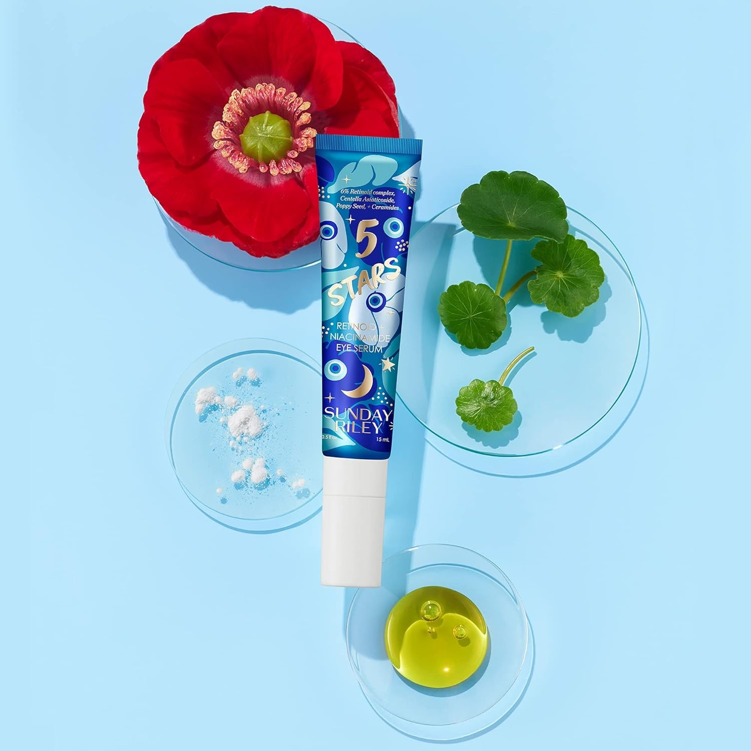 Sunday Riley 5 Stars Retinol + Niacinamide Anti Aging Eye Serum Dark Circles and Wrinkle Eye Cream(Blue)