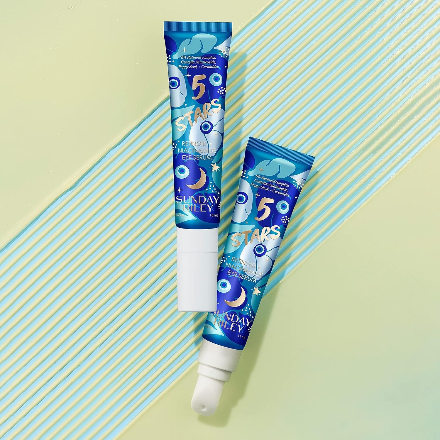 Sunday Riley 5 Stars Retinol + Niacinamide Anti Aging Eye Serum Dark Circles and Wrinkle Eye Cream(Blue) - view 5