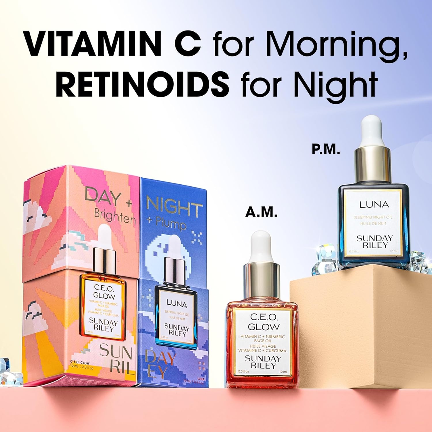 Sunday Riley Day + Night Brighten + Plump Set