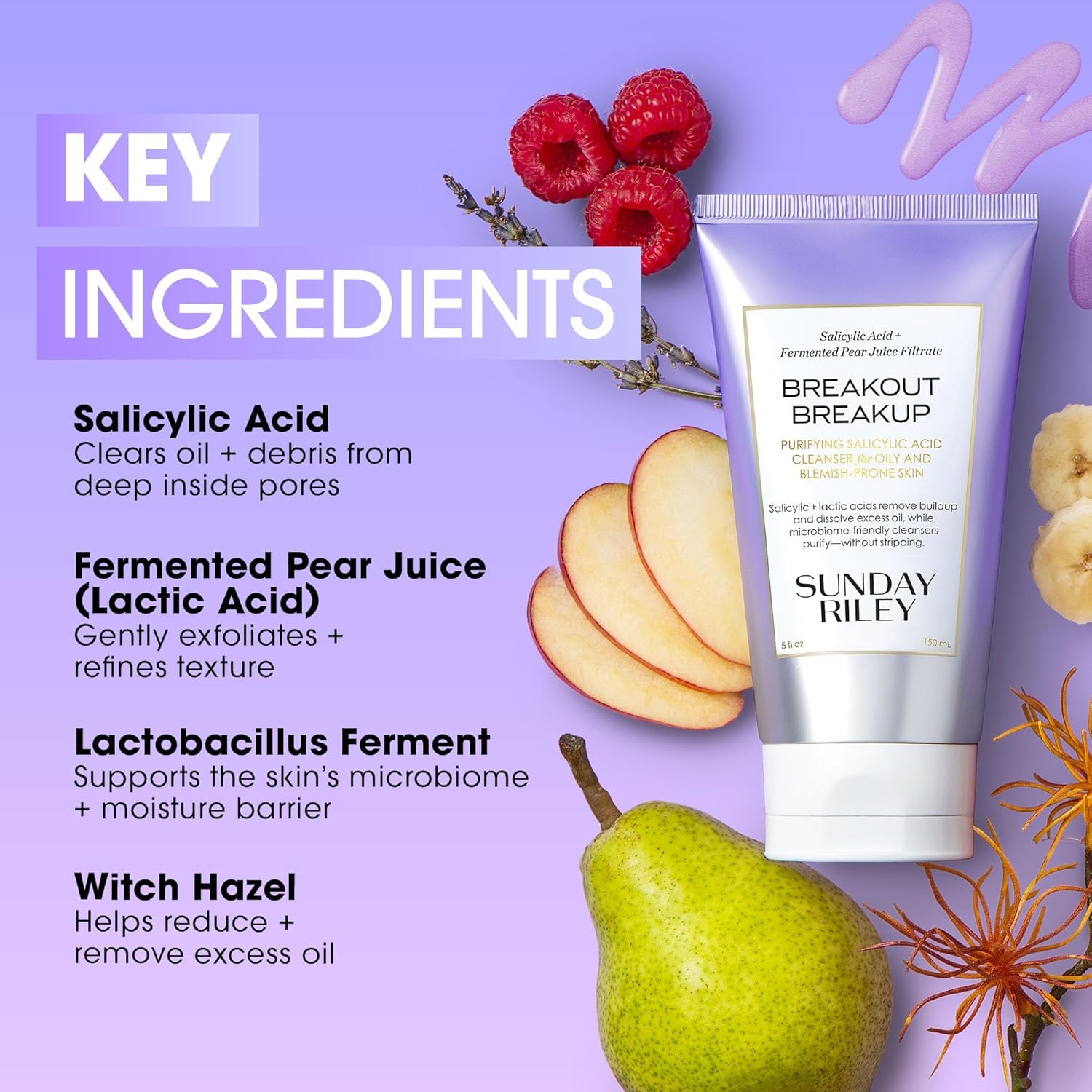 Sunday Riley Breakout Breakup Salicylic Acid Cleanser for Blemish-Prone Skin(Purple) - view 3