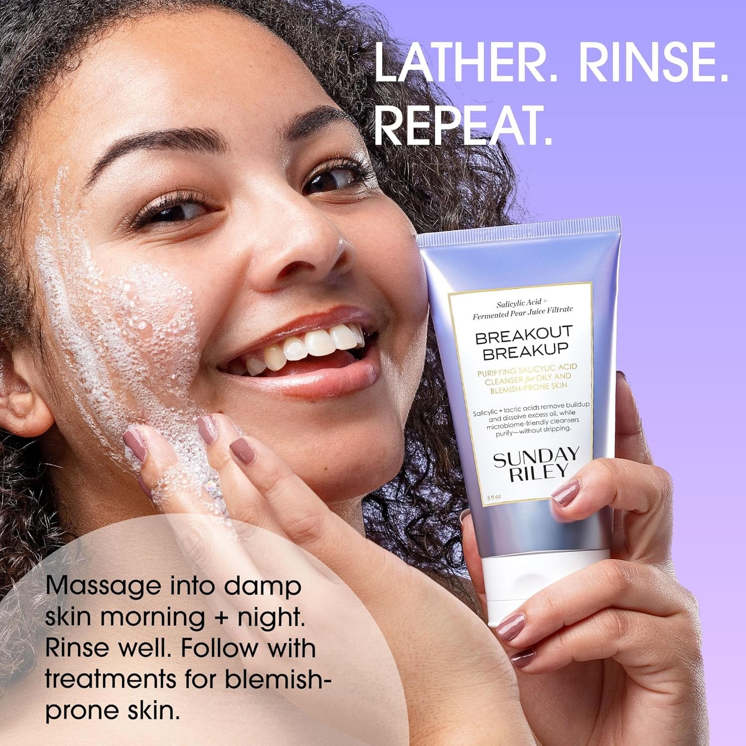Sunday Riley Breakout Breakup Salicylic Acid Cleanser for Blemish-Prone Skin(Purple) - view 4
